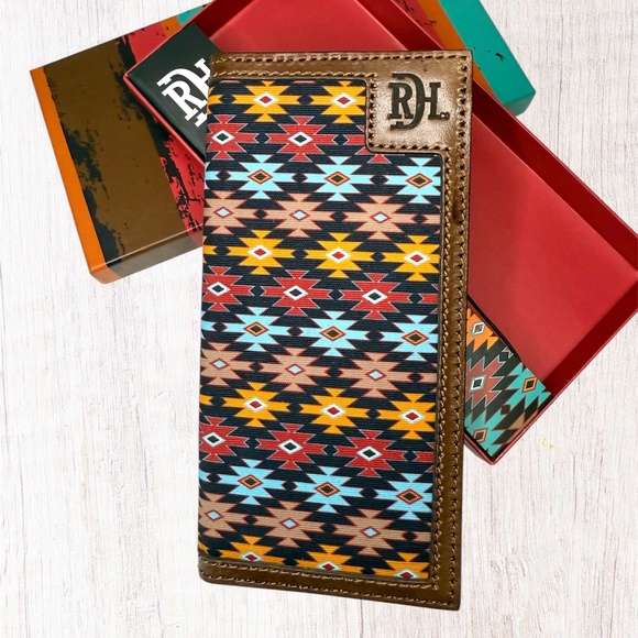 Red Dirt Hat Co. Rodeo Wallet Southwest Canvas Inlay - Picture 1 of 5